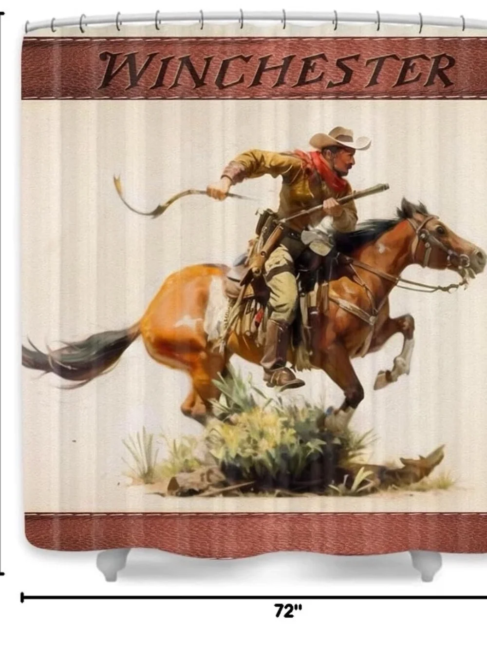 Western Cowboy Shower Curtain in Brown and Cream